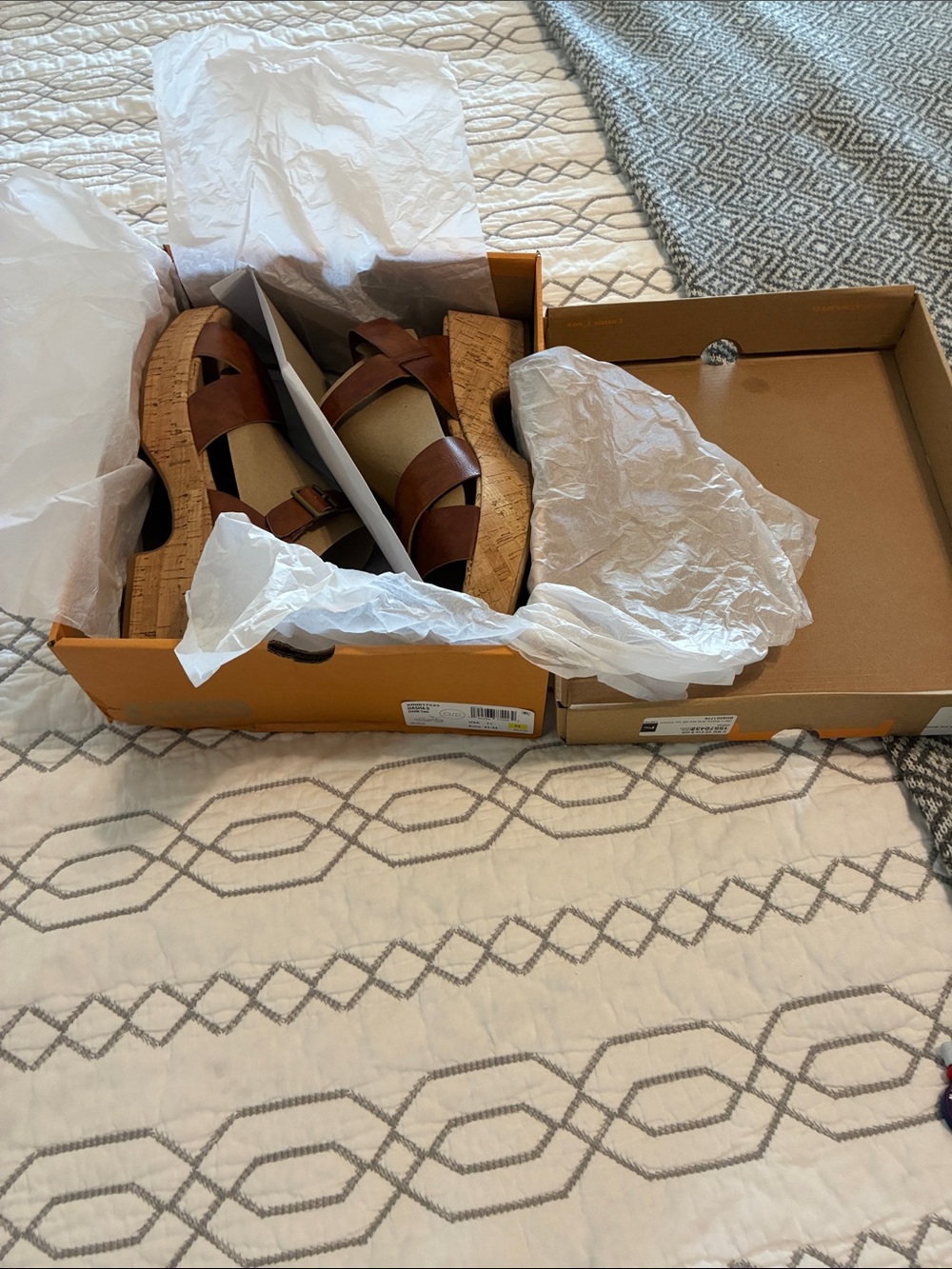 New !!!! Kork-Ease Brown Leather Cork Wedge Sandals - Picture 11 of 11